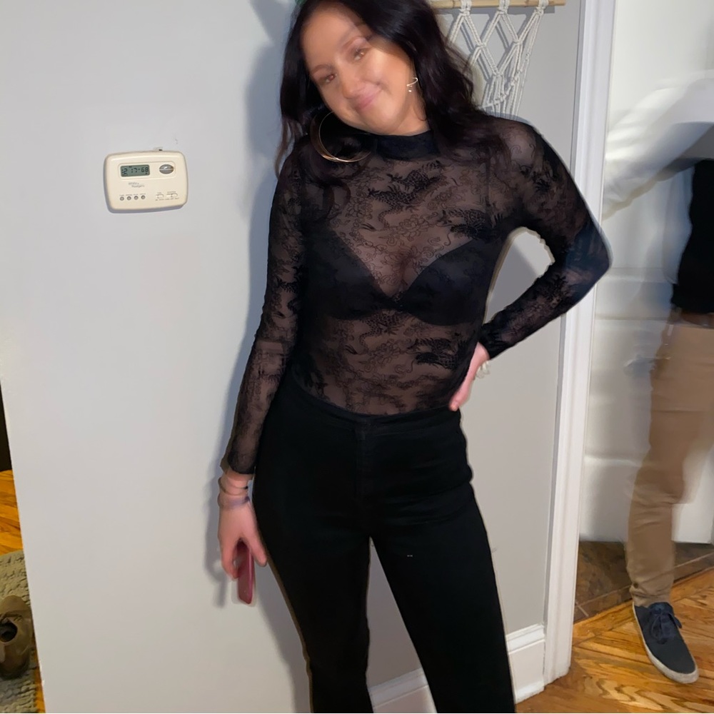 Urban Outfitters Mesh Lace Shirt